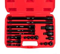 Set professionale da 18 pezzi per bussole a percussione, in acciaio al cromo vanadio trattato termicamente e custodia in plastica con scomparti resistenti all'olio