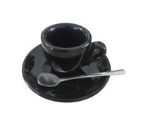 Set professionale da 60 ml di tazzina da espresso italiano, con piattino, tazza da caffè e latte in ceramica spessa (nero)