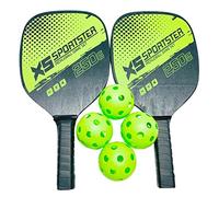 Set professionale da pickleball per 2 giocatori in fibra di carbonio racchette da paddle 4 palline, nero, 2 racchette + 4 palline