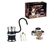 Set professionale di affumicatore per bevande in metallo, tubo flessibile, schermi di rete extra, spazzole di pulizia, confezione regalo, strumento di sapore di scarico per liquore