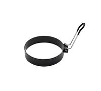 Set professionale di stampi for pancake con anelli for uova, in acciaio inox, con manico in silicone.(Black 3.5inch)