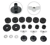Set professionale in feltro per batteria, 18 pezzi, con accessori per piatti per un migliore controllo del suono, colore: nero