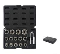 Set professionale per estrattori di bulloni per viti testarde, 6-27 mm filettatura inversa dado rimozione presa adattatore trapano bit con strumenti (16 pezzi)