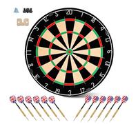 Set professionale per freccette in sisal da 45,7 cm con 12 freccette con punta in acciaio, filo sottile in acciaio inox, anello numerico girevole, accessori di montaggio inclusi