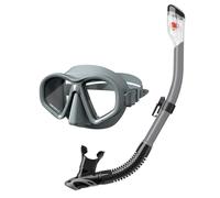 [Set professionale per snorkeling] Maschera da apnea + boccaglio - essenziale per l'esplorazione subacquea, impermeabile, anti-appannamento e resistente alla pressione (cenere fredda)