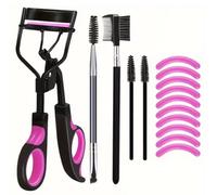 Set professionale piegaciglia e pennello, strumenti per il trucco con bacchette per mascara, pettine per ciglia, cuscinetti in silicone (kit A)