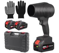 Set Professionale Timisea Turbo Jet Soffiatore 2 Batterie + Caricabatterie + Valigetta di Stoccaggio + Guanti - Potente Soffiatore al Litio per Foglie, Auto & Industria - Leggero, Flusso d'Aria