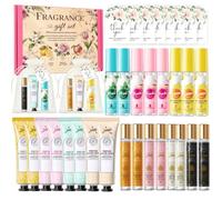 Set Profumi Donna, Set Regalo Donna, Mini Profumi Donna | Set Regalo, 8*10ml Roll-on Perfume+8*30ml Hand Cream+8*18ml Spray Alito Fresco, Fragranza a Lunga Durata, Ideale Come Regalo