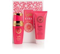 Set Profumo con Eau de Parfum 100 ml e Body Lotion o Shower Gel 150 ml in Scatola Elegante Varianti Unisex e Donna Kyra o Aswad Fragranze Intense Raffinate Idea Regalo (Kyra Sweet)