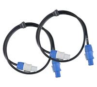 Set Pronomic Power Twist 1 Cavo di Alimentazione - 2 cavi per alimentare casse attive e fari - Connettori compatibili PowerCon - Cavo (H05VV-F) con 3x 1,5 mm² - Lunghezza: 1 m - Nero