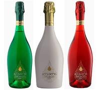 Set Prosecco Brut Doc TRICOLORE -Accademia- 1 Bottiglia Verde 1 Bianca e Una 1 Rossa da 75 cl Brinda Italiano !