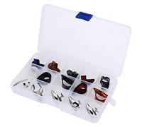 Set Protettore per le Dita da 15 Pezzi per i Giocatori Ukulele di Bassi di Chitarra con Scatola di Stoccaggio - Plastica Resistente Regolabile Comodo per il Pollice e l'indice