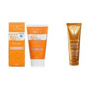 Set Protezione Solare Idratante Viso SPF 50+ Colorata 50 ml, Latte Autoabbronzante 100 ml, 2 Pezzi