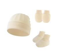 Set protezioni per in cotone, cuffia in cotone con guanti e stivaletti, set protezioni per, comodo per da 0 a 6 mesi, accessori in cotone per