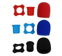 Set Protezioni per Microfono in Spugna 9 Pezzi Antiscivolo | Sponge e Silicone, Colori Nero Rosso Blu, per Asta Portatile, Accessori in Confezione Colore Casuale