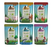 Set prova misto! catz finefood Bio 6 x 85 g - 6 gusti bio: Manzo, Tacchino, Salmone, Maiale, Anatra, Pollo