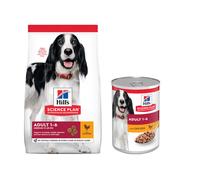 Set prova misto! Hill's Science Plan Adult con Pollo secco + umido - 14 kg crocchette + 6 x 370 g umido