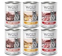 Set prova misto! Wolf of Wilderness Senior umido per cane - 6 x 400 g: 4x Agnello & Pollo, 2x Anatra & Vitello
