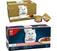 Set Prova Multigusto 48x85G e 60x85G Gourmet Cat Gold Tortini e Perle Filettini MIX MULTIGUSTO
