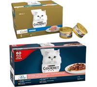 Set Prova Multigusto 48x85G e 60x85G Gourmet Cat Perle Filettini e Gold Mousse MIX MULTIGUSTO