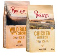 Set prova! Purizon Adult Crocchette per gatto - 2 x 2,5 kg: Pollo & Pesce, Cinghiale & Pollo