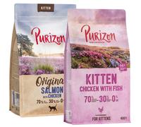 Set prova! Purizon Adult Crocchette per gatto - 2 x 400 g: Kitten Salmone con Pollo, Kitten Pollo & Pesce