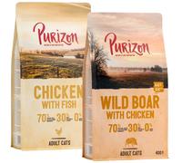 Set prova misto! Purizon Adult Gatto - 2 x 400 g: Pollo & Pesce, Cinghiale & Pollo