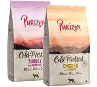 Set prova! Purizon Adult Crocchette per gatto - 2 x 400 g: Pressato a freddo Pollo con Olio di Pesce, Tacchino con Olio di Canapa