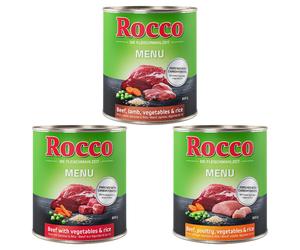 Set prova! Rocco 6 x 800 g Alimento umido per cani - Menù: Manzo & Pollame, Manzo & Verdure, Manzo & Agnello