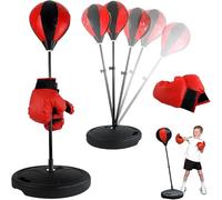 Set Pugilato Bambini Palla Pera con Piantana Regolabile Sacco da Pugilato Boxe con Guantoni per Bambini Allenamento Sacco Guanti da Boxe Combattimento Sparring Kickboxing Sacchi Sport