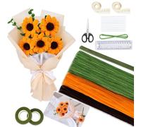 Set pulitore pipa fiori girasole, set di pulizia per pipa Aeelike con istruzioni (lingua italiana non garantita), set di pulizia per pipe con nastro regalo, set adatto per creazioni artigianali in