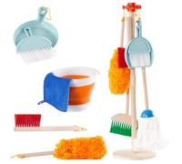 Set Pulizia Bambini Giocattolo 9 Pezzi Giocattolo per Casa Set di Giochi per Finta Include Scopa Mop Spazzole per Paletta SecchioSupporto Giocattolo per la Pulizia Regalo per Ragazze Ragazzi Età 3