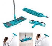Set Pulizia Casa con Tergicristallo Vetri Mocio Pavimenti e Spolverino Polvere
