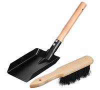 Set Pulizia Stufa con Spazzola e Paletta Cenere 2 Impostati | Camini e Focolari Esterni, Trattiene Polvere Fine, Design Compatto, Resistente alla Ruggine