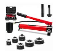 Set Punch Knockout idraulico, pompa a mano e 6 matrici | Set di taglierine per fori per condotti da 22-60 mm, utensili per la lavorazione della lamiera(22-60mm)