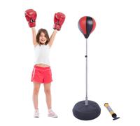 Set Punching Ball da Terra per Adolescenti con Guantoni e Pompa, Altezza Regolabile da 126-144 cm