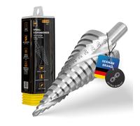 HARDTWERK Punta a gradini | Trapano conico Ø 4-32mm | in HSS di alta qualità | Asta triangolare universale | Punta per sbavatura ideale per metallo, legno, plastica | 15 livelli di trapano conico |
