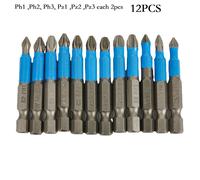 Set punte cacciavite antiscivolo e durevole 12 pz 50 mm PH1 PH2 PH3 PZ1 PZ2 PZ3
