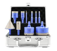 Set Punte Diamantate 10 Pezzi -6/6/8/20/35/50/65mm Sega a Tazza, 6mm Punta in Carburo,20mm Frese per Piastrelle, 50mm Punta per Smusso, Adatta per Piastrelle Porcellanato Ceramica Granito Marmo Dekton
