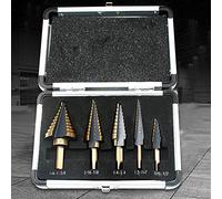 Set punte per trapani 5-35/6-60/6-35/6-65/10-45 / Pollici Punta per trapano passo rivestito in titanio HSS da 5 pezzi mm per metallo Fresa per foro per metallo Punta per trapano grigio