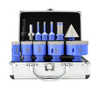 Set Punte Trapano Diamantate 12 Pezzi - 6/6/8/25/35/40/50/68mm Sega a Tazza, 20mm Fresa per Trapano, 50mm Punta per Smussare e Adattatori per Piastrelle Porcellana Ceramica Granito Marmo VENJELD