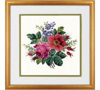 Set punto croce Eva Rosenstand "Bouquet di fiori", schema di conteggio, 25x25cm