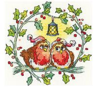 Set punto croce Heritage Aida "Christmas Red Robin", schema da contare, bfcr1528