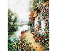 Set punto croce Luca-S "Lungo il fiume", motivo di conteggio, 28x24cm