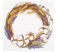 Set punto croce Panna "Corona di lavanda e cotone" 35x33,5cm, motivo di conteggi