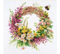 Set punto croce Riolis, corona di fiori con fireweed secondo lo schema di conteg