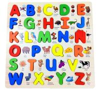 Set Puzzle Alfabeto, Set Puzzle per Bambini Alfabeto Spagnolo da 11, 81x11, 81 Pollici, Tavole con Nome in Legno con Immagini, Blocchi Educativi di Riconoscimento Abc per Ragazzi e Ragazze