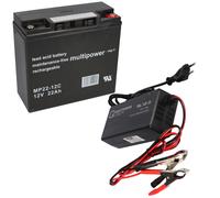 Set Q-Batteries Bl 12-5 Caricabatteria + Batteria Al Piombo MP22-12C Pb 12V 22Ah