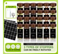 Set quadrato con coperchio per barattolo di spezie in legno di acacia da 12/24 pezzi, barattolo di spezie in vetro da 120 ml con etichetta per spezie