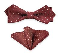 Set quadrato con papillon a pois con fazzoletto, per feste di nozze o smoking formale, M-S-B12, Borgogna Con Pois Bianco, taglia unica